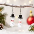 Pearl Snowman Black Hat Red Scarf (24090903-6) / White