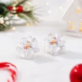 Iridescent Flower Snowman Stud (25092908-3) / Pearly White