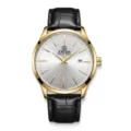 Stile Fibbia ad Ardiglione / Pelle Nera Cassa Oro Quadrante Bianco
