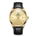 Stile Fibbia ad Ardiglione / Pelle Nera Cassa Oro Quadrante Oro