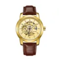 Brown Strap Gold Case Gold Dial