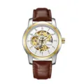 Brown Strap Two-Tone Case White Dial (Gold Movement)