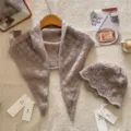 Tweeledige Set (Driehoekige Sjaal en Muts) / Khaki