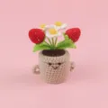 Double Strawberry & White Puff (Smile Face Pot)