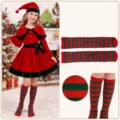 120cm / Set / Abito Rosso Con Mantella + Cappello + Calze