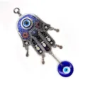 Hohles Muster Hamsa-Hand-Stil (EY1060BU01) / Silber-Blau