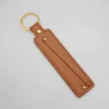 Gold Ring / 8mm Artificial Leather Keychain Ring / Tan