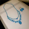 Two-Piece Set / Silver Base Blue Zirconia