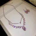 Two-Piece Set / Silver Base Pink Zirconia