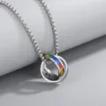 Double Ring Rainbow Pendant / Silver