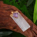 With Chain / Natural Selenite Amethyst Pendant