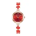 Rose Gold Red Dial With Red Leaves