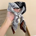 68*68cm / Zwart en Wit Paisley Bruine Rand