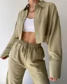S / Top en Broek / Matchagroen