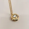 Gold Transparent Round Locket Necklace