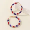 Independence Day Red White Blue Pave Rhinestone Hoop Style
