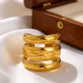 Triple Layer Overlap Hammered Gold (JZ9397G)