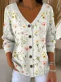 S / Hauts / Motif Floral Rose et Jaune (VLKS-03)