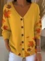S / Hauts / Motif de Feuille d'Érable Jaune (VLKS-06)
