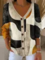 S / Hauts / Motif géométrique noir et jaune (VLKS-15)