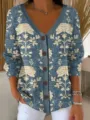 S / Hauts / Motif floral bleu gris (VLKS-19)