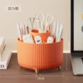 Organizer da scrivania arancione girevole con scomparti e piedini dorati per penne e accessori - Arancione Vivace