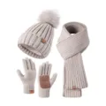 Set Sciarpa Cappello e Guanti / Stile Antiscivolo Touch Screen / Beige