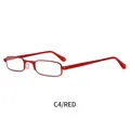 Elegantes gafas de lectura de metal rojo para mujer con montura rectangular minimalista - 100 / Montura Roja
