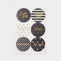 Set of 6 black round stickers with gold foil greetings for gift card decoration - 7703# Round Stickers