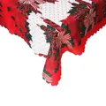 Christmas tablecloth with red poinsettia, ribbons and checkered patterns on white - Style L (Medium)