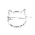 Silver hollow cat-shaped metal hair clip with minimalist geometric animal outline - Silver Cat