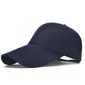 Gorra de béisbol clásica de algodón azul marino con visera larga para el sol - Ajustable / Azul Marino