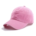 Gorra de béisbol clásica de algodón lavado rosa con visera curva y parte superior suave - Ajustable / Rosa