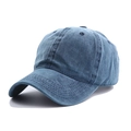 Gorra de béisbol de algodón lavado azul oscuro envejecido con visera curva de lado - Ajustable / Azul Marino