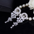 Sparkling silver vine wreath drop earrings with AAA cubic zirconia in a floral design - Platinum Plated White Zircon