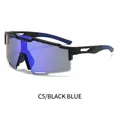 Sport cycling sunglasses with black frame and blue mirrored lenses, model C5 black blue - Black Frame Blue Coating