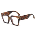 Stylish square tortoise shell frame glasses with gold metal accents and clear lenses - Tortoiseshell Frame