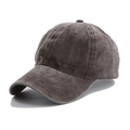 Gorra de béisbol vintage lavada en gris marrón oscuro con acabado de tela gastada - Ajustable / café
