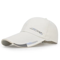 Creamy white baseball cap with long brim and sports fashion lettering on a white background - Light Beige