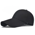 Gorra de béisbol negra para hombre con visera larga de algodón para protección solar - Ajustable / Negro