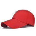 Gorra de béisbol de lona de algodón rojo con visera curva y diseño liso - Ajustable / Rojo