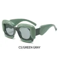 Chunky cloud-shaped sunglasses in green frame with gray lenses C5 fashion eyewear - Green Frame Grey Lens