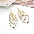 Elegant gold and silver multi-layer spiral heart drop earrings on a white surface - XY-1378 Gold Silver Spiral