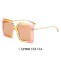 Lunettes de soleil carrées dégradées, monture rose thé et verres marron tendance - Monture Rose Thé Verres Thé