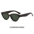 Occhiali da sole cat-eye Y2K con montatura marrone, lenti verdi e rivetti argento - Montatura Marrone Lenti Verde Scuro