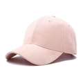 Pink faux suede baseball cap with a curved brim for winter warmth in solid color style - Adjustable / Light Pink