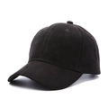 Winter warm black faux suede baseball cap for couples with a curved brim design - Adjustable / Black