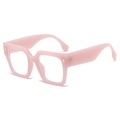 Occhiali quadrati oversize alla moda in rosa chiaro trasparente con dettagli dorati lussuosi - Montatura Rosa