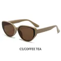 Retro cat-eye sunglasses with coffee frame and tea lenses, vintage style for 2024 - Coffee Frame Tea Lens