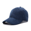 Solid deep blue faux suede baseball cap with curved brim for winter warmth - Adjustable / Navy Blue